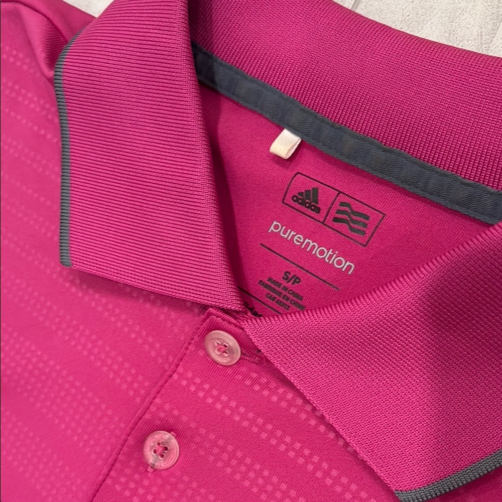 Men's Pink Adidas Polo Shirt - Picture 2 of 3